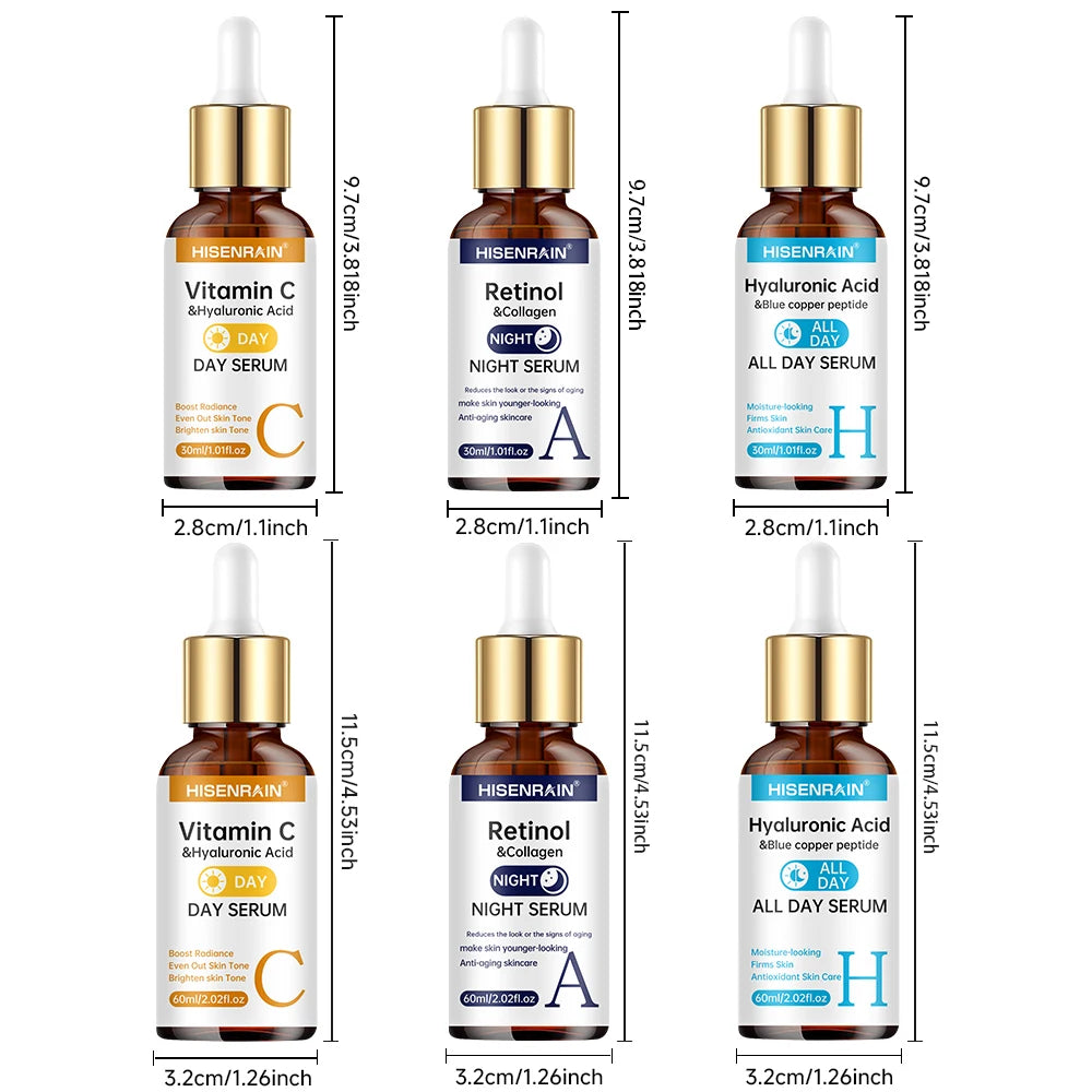 Vitamin C + Retinol + Hyaluronic Acid Serum Duo | Anti-Aging Brightening & Hydration Combo | for All Skin Type.