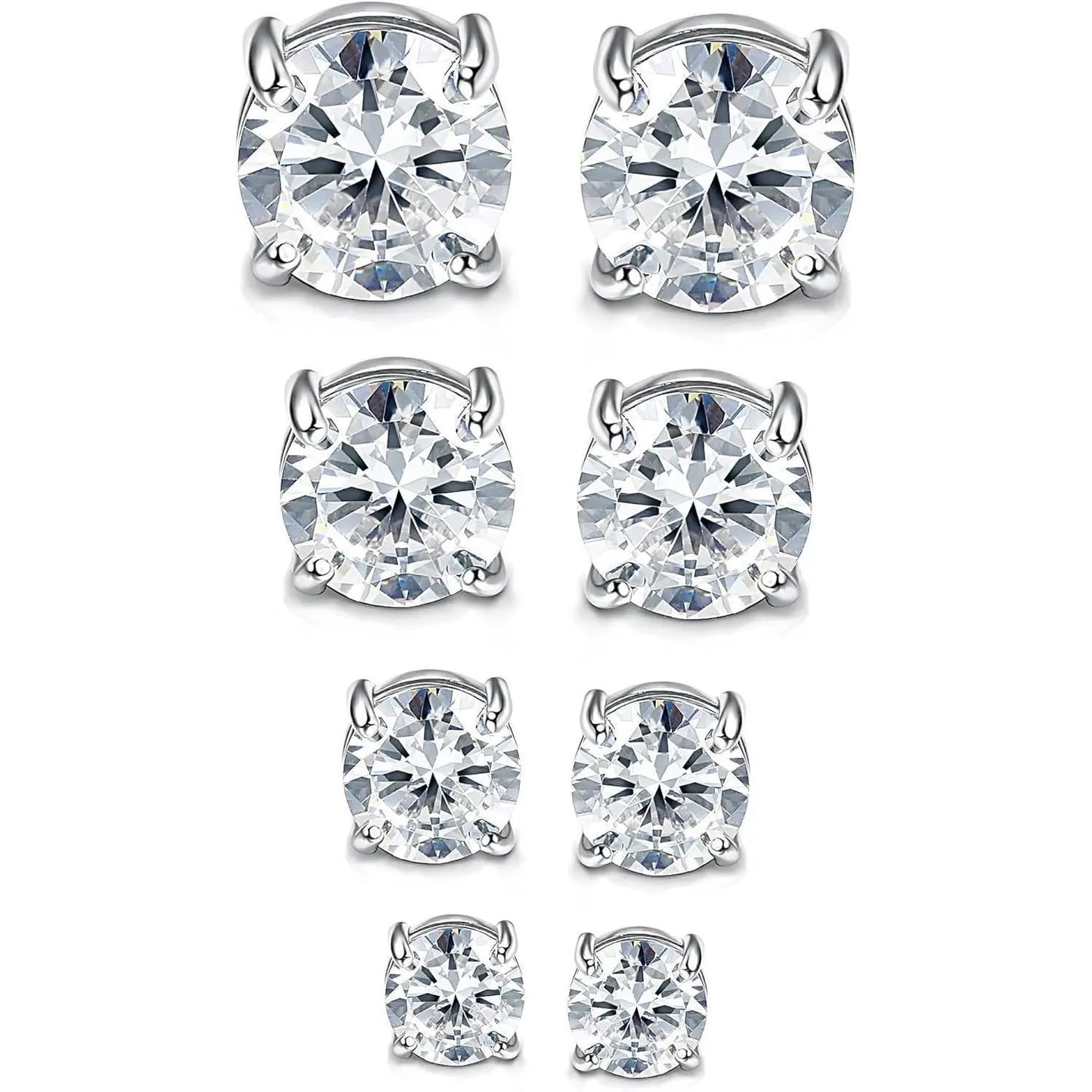 CASSIECA 2-Pair Unisex Stainless Steel Magnetic Studs Earrings Set, Non-Piercing Fake Piercing 5-8MM CZ Jewelry for Adults, Summer Vibes Accessories