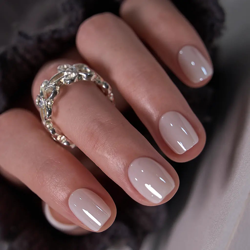 Milky White Press on Nails | Curvlife Nail | 30Pcs | Glossy Natural Finish | Easy Apply, Comfortable & Durable | Daily, Business & Elegant Nail Art | Summervibes
