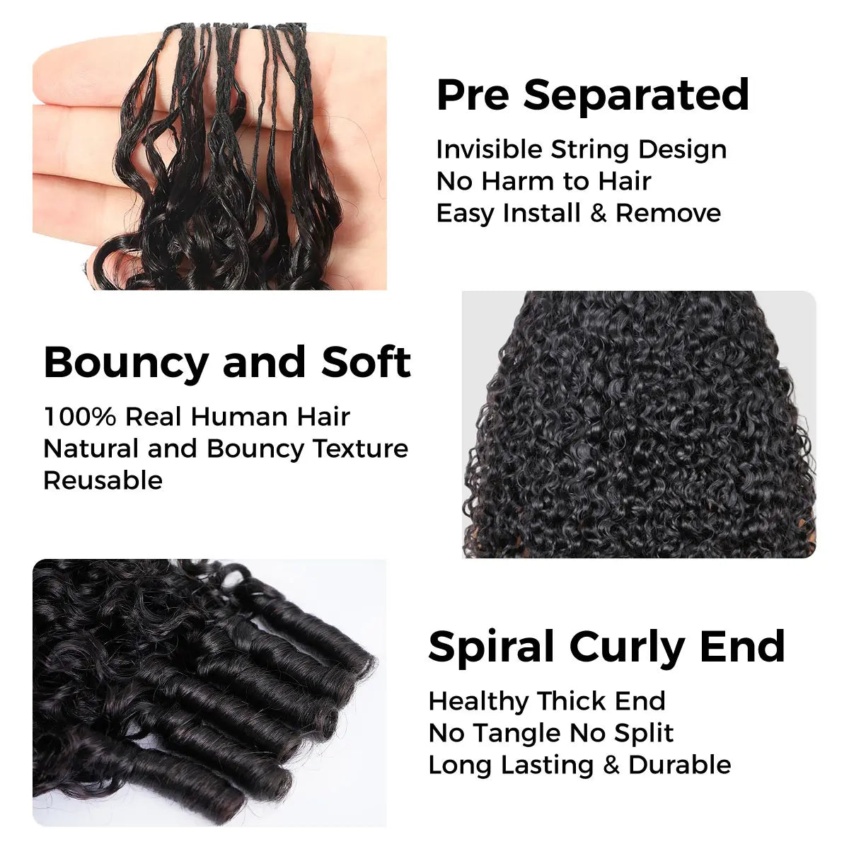 OQ HAIR Burmese Curly Crochet Hair Natural Black Machine Made Feather Crochet Human Hair Extension Miracle Knots Boho Braids #Sohochic #Tiktokshopbacktoschool #Dealsforyoudays