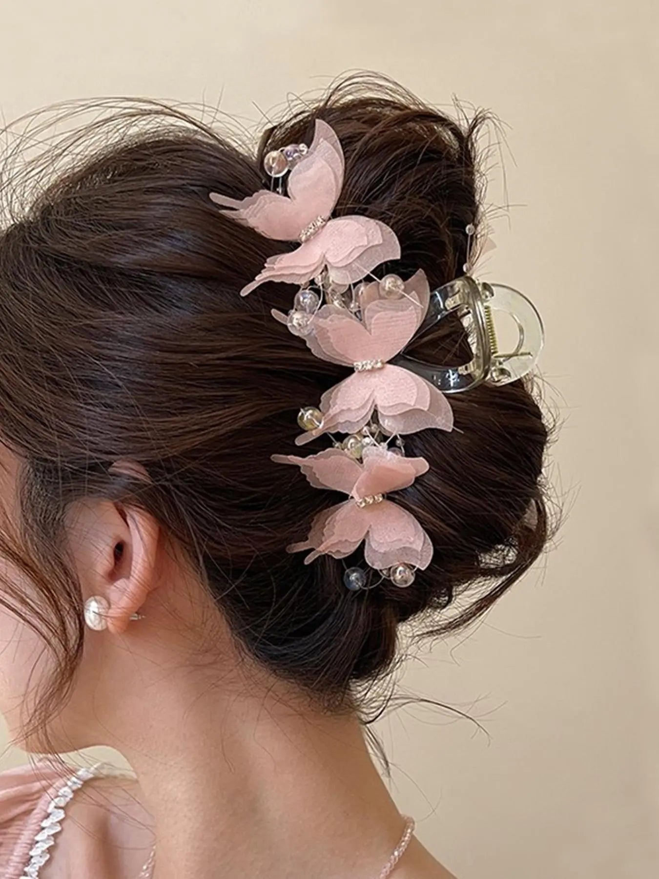 Women'S Elegant Rhinestone Decorated Butterfly Design Hair Claw, Exquisite Trendy Hair Claw for Fall Festival, Fashionable Hair Accessories for Women & Girls, Birthday Gifts