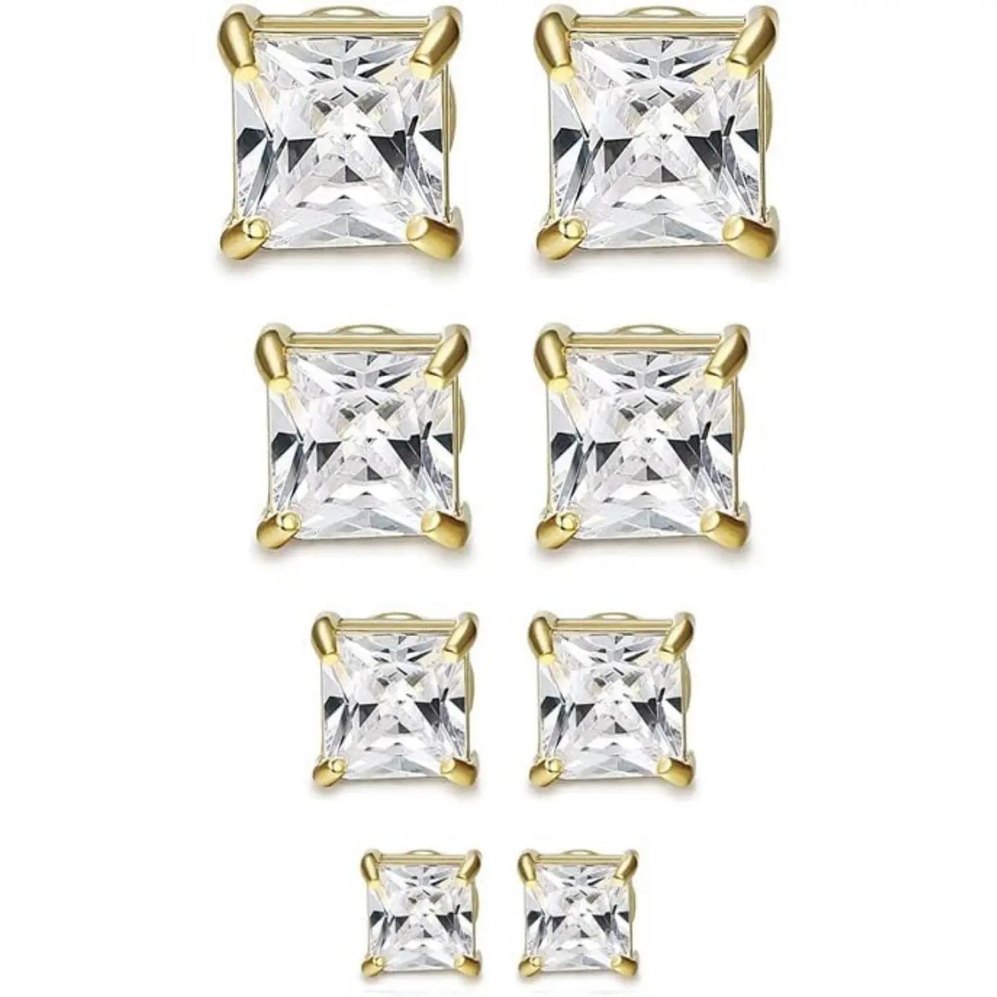 CASSIECA 2-Pair Unisex Stainless Steel Magnetic Studs Earrings Set, Non-Piercing Fake Piercing 5-8MM CZ Jewelry for Adults, Summer Vibes Accessories