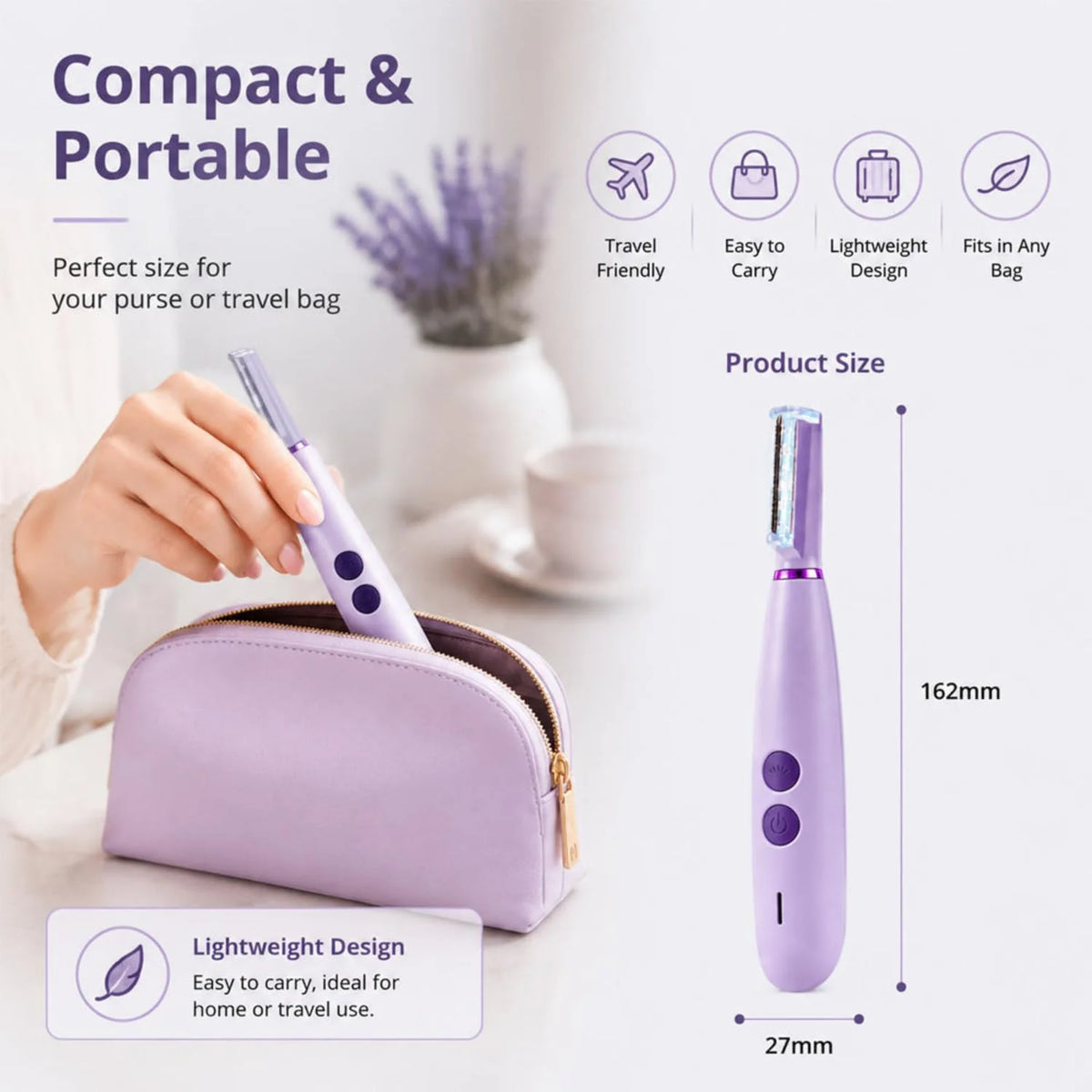 Rechargeable Sonic Dermaplaning Tool for Face - IPX6 Waterproof Facial Shaver & Peach Fuzz Remover with LED Precision
