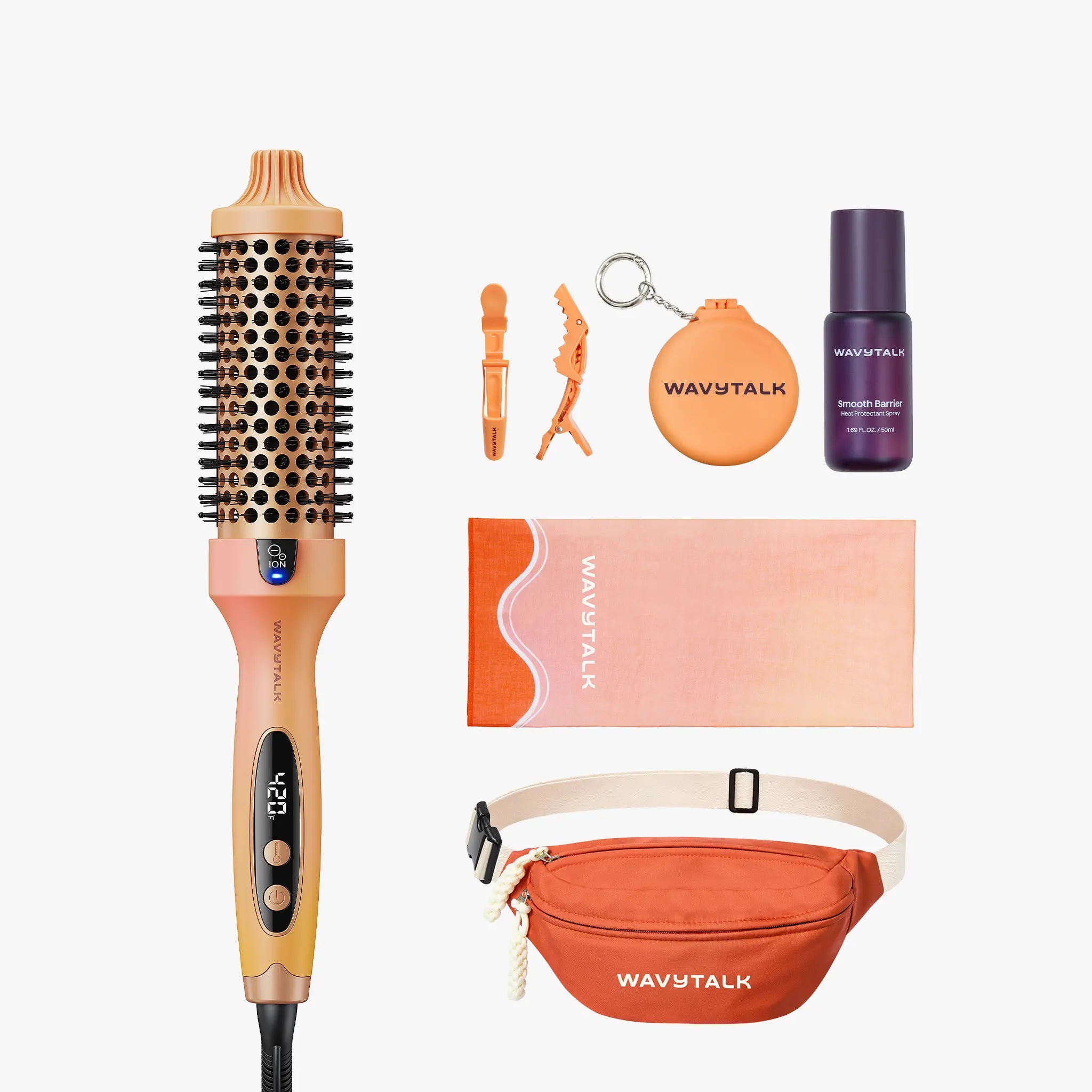 Wavytalk Blowout Boost Negative Ion Thermal Brush-Pink (1.5In) Hair Styler, LED Display, 300℉-420℉ for Different Hair Types, 120-240V Universal Voltage, Beauty Products for At-Home Blowout & Style Curlers & Straighteners