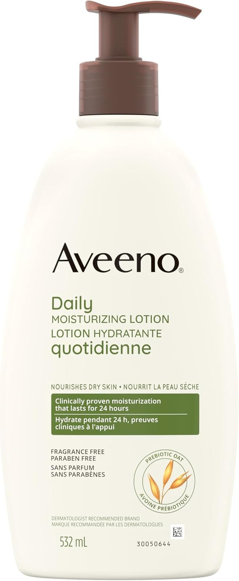 Daily Moisturizing Lotion for Dry Skin, Non-Comedogenic with Prebiotic Oat, Fragrance-Free, 532ml