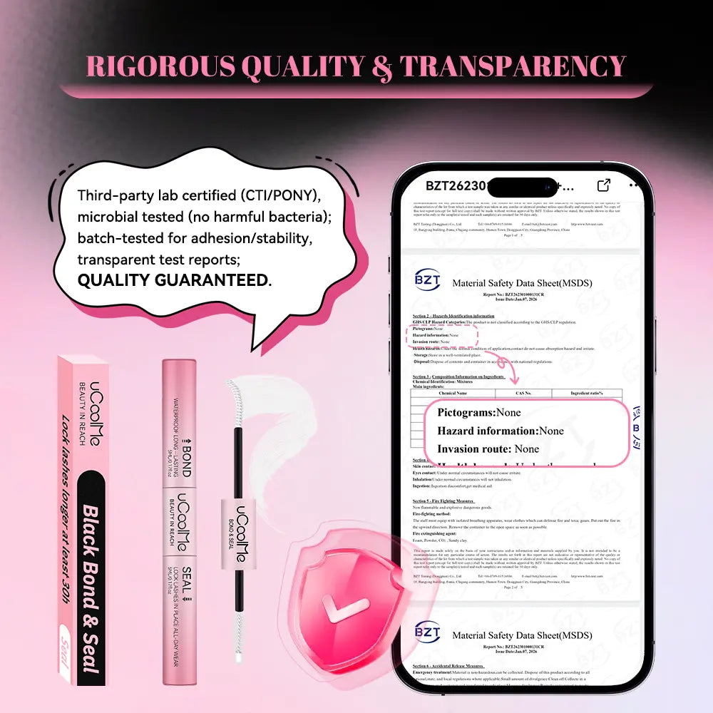 Ucoolme [New Upgrade] 2-In-1 Bond & Seal Waterproof Lash Cluster Glue - Strong-Hold, Beginner-Friendly Cosmetic Adhesive with Included Makeup Remover, Beauty Products, Eyelash Clusters, Waterproof Lash Clusters,Sunscreen