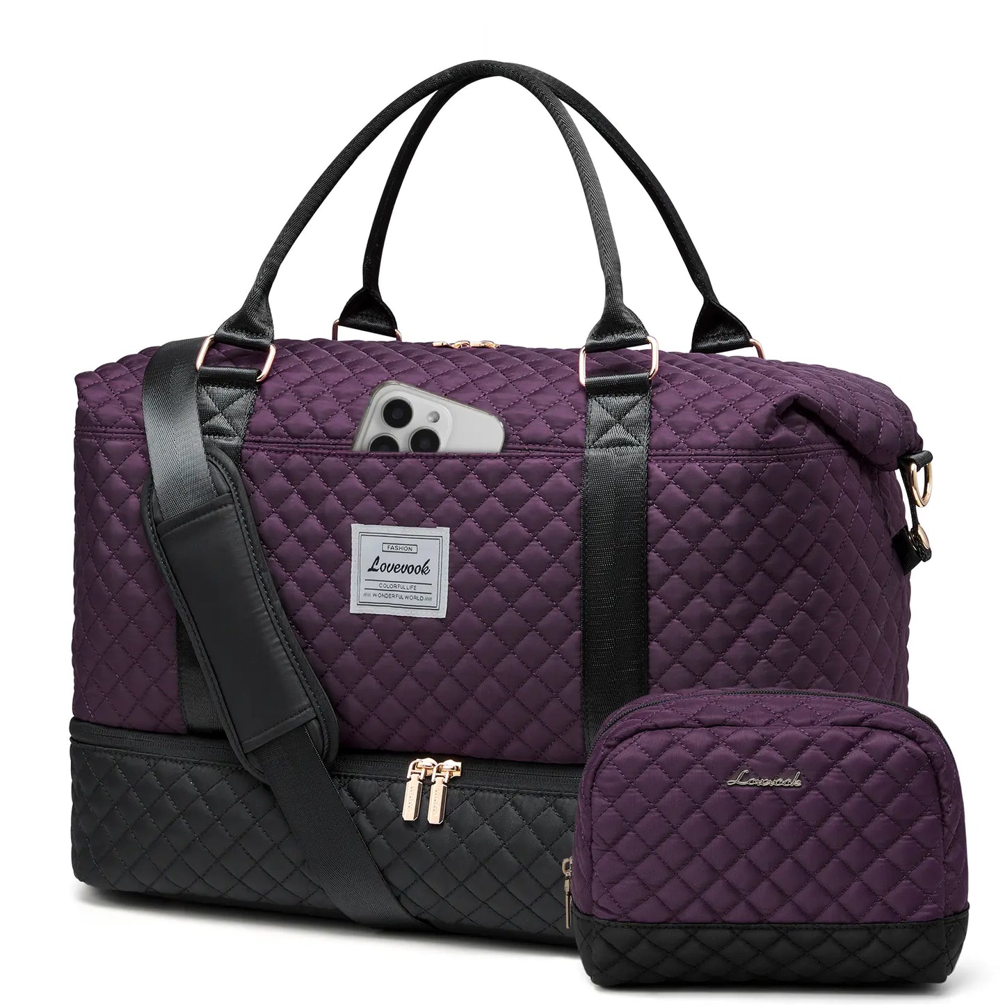 LOVEVOOK Weekender Bag Travel Duffel Bag with Shoe Compartment and Toiletry Bag for Women, Hospital Bag for Mom, Carry on Overnight Bag, Travel Essentials. Tiktokshopbacktoschool