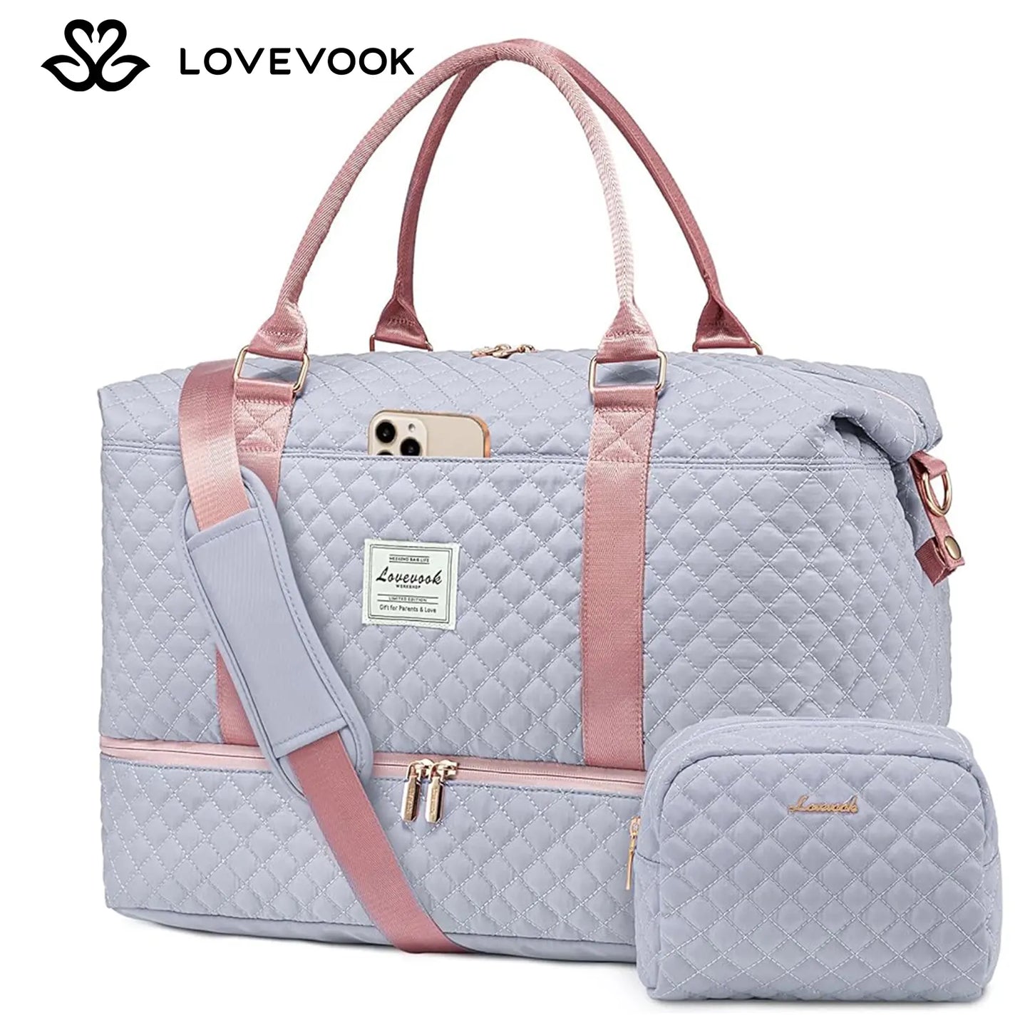 LOVEVOOK Weekender Bag Travel Duffel Bag with Shoe Compartment and Toiletry Bag for Women, Hospital Bag for Mom, Carry on Overnight Bag, Travel Essentials. Tiktokshopbacktoschool
