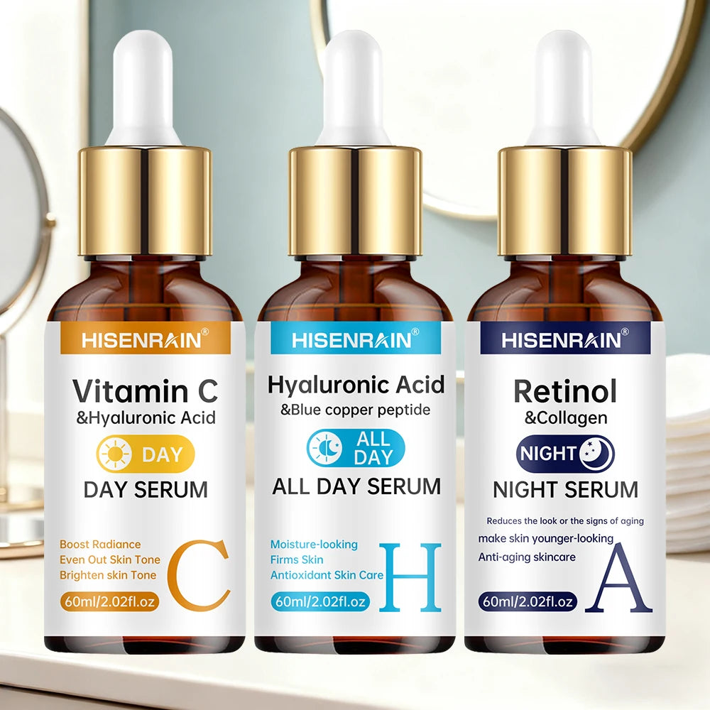Vitamin C + Retinol + Hyaluronic Acid Serum Duo | Anti-Aging Brightening & Hydration Combo | for All Skin Type.
