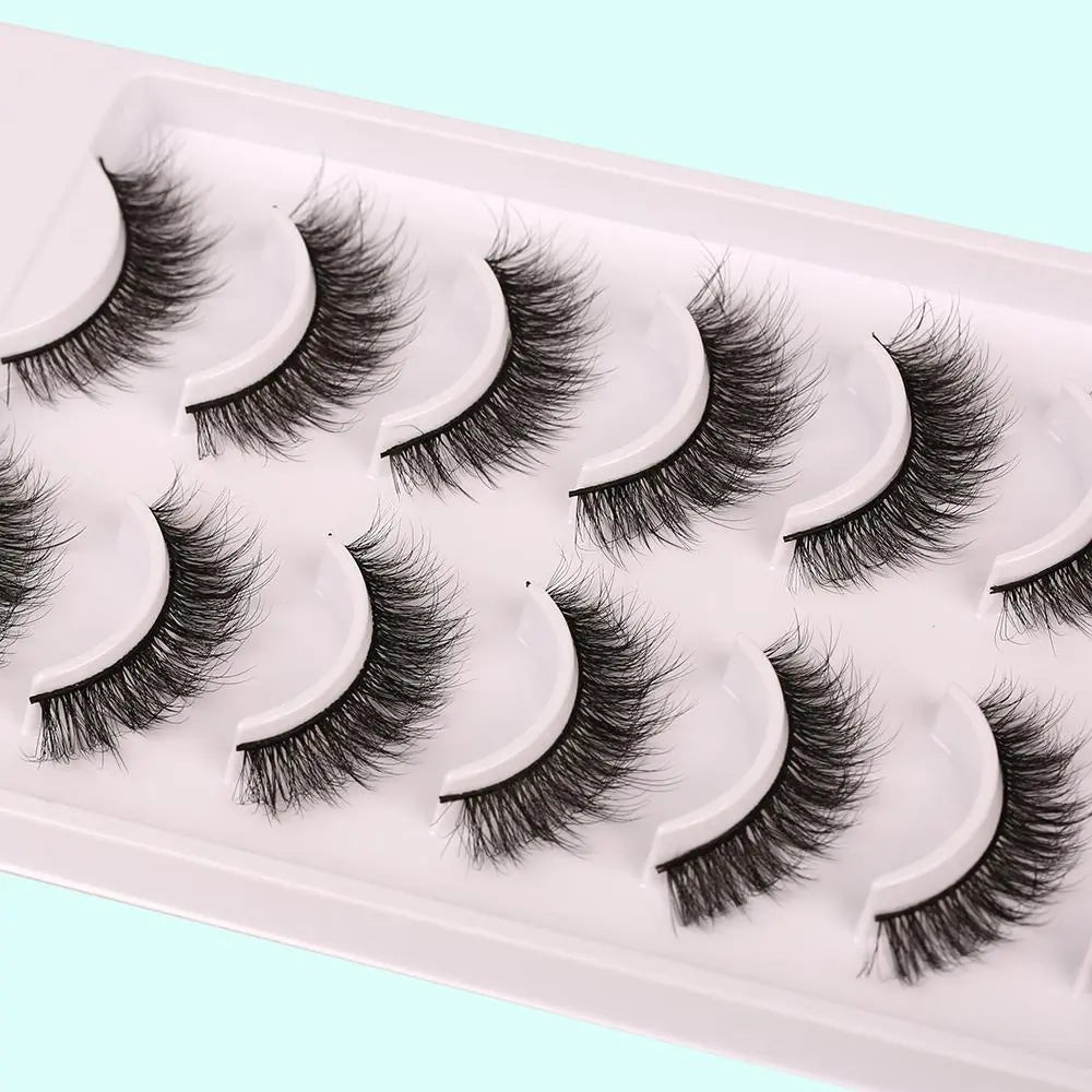 Natural False Eyelashes, 10 Pairs Fluffy Strip Lashes, DIY Faux Eyelash Extensions Kit, Natural Cat Eye Curl, Soft and Curly Fake Lashes for Women, Eye Makeup Cosmetic, DIY Dramatic Lashes