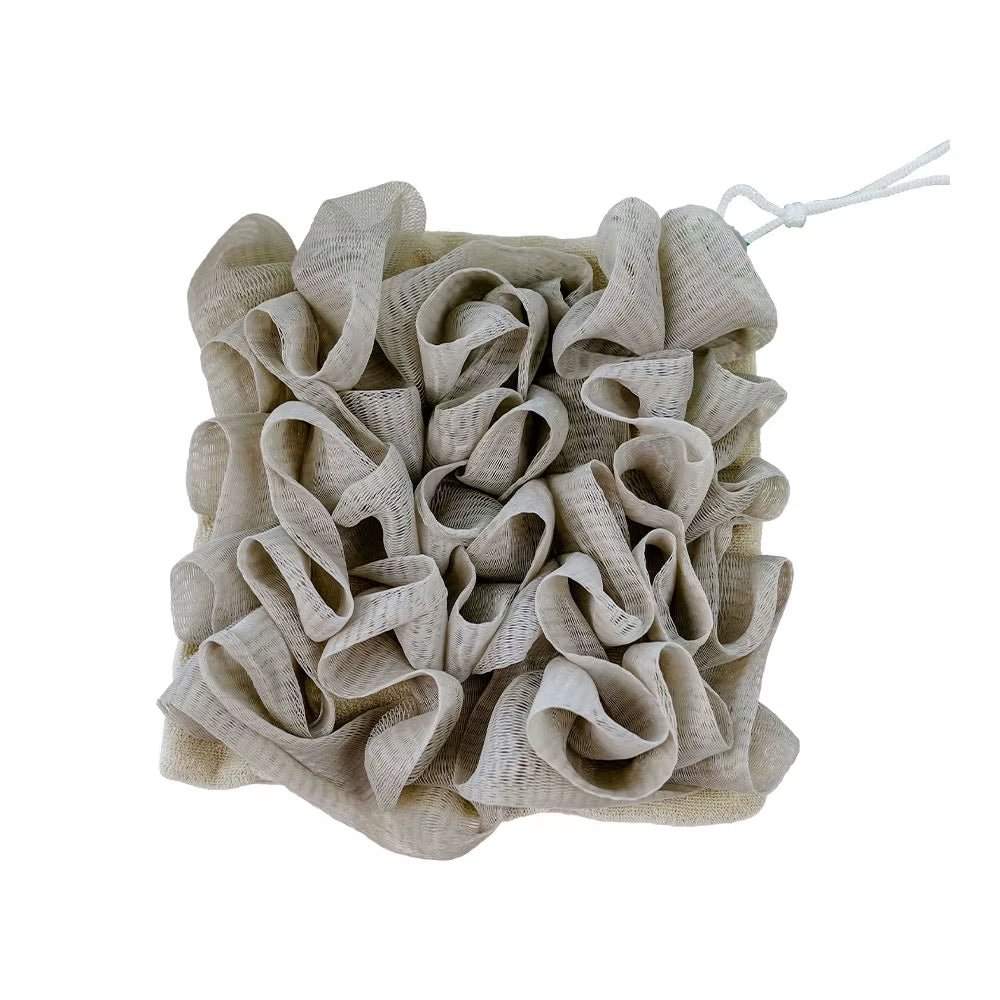 Soft Exfoliating 2-in-1 Bath Loofah with Drawstring Soap Closure - Reusable Mesh Shower Sponge for Enhanced Skin Care