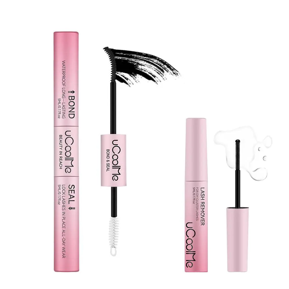 Ucoolme [New Upgrade] 2-In-1 Bond & Seal Waterproof Lash Cluster Glue - Strong-Hold, Beginner-Friendly Cosmetic Adhesive with Included Makeup Remover, Beauty Products, Eyelash Clusters, Waterproof Lash Clusters,Sunscreen