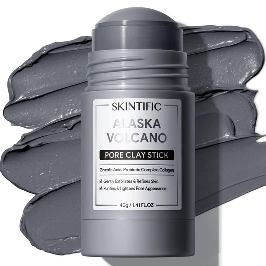 [BUY 2 save 30%]SKINTIFIC Alaska Volcano Pore Clay Stick Cleansing Blackhead Remover Face Mask Stick with Natural Clay Gentle Exfoliating Smoothing Skin Non-Drying Skincare