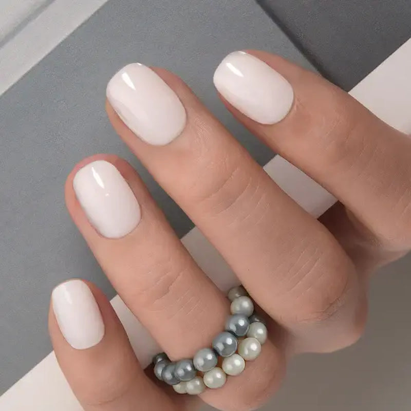 Milky White Press on Nails | Curvlife Nail | 30Pcs | Glossy Natural Finish | Easy Apply, Comfortable & Durable | Daily, Business & Elegant Nail Art | Summervibes