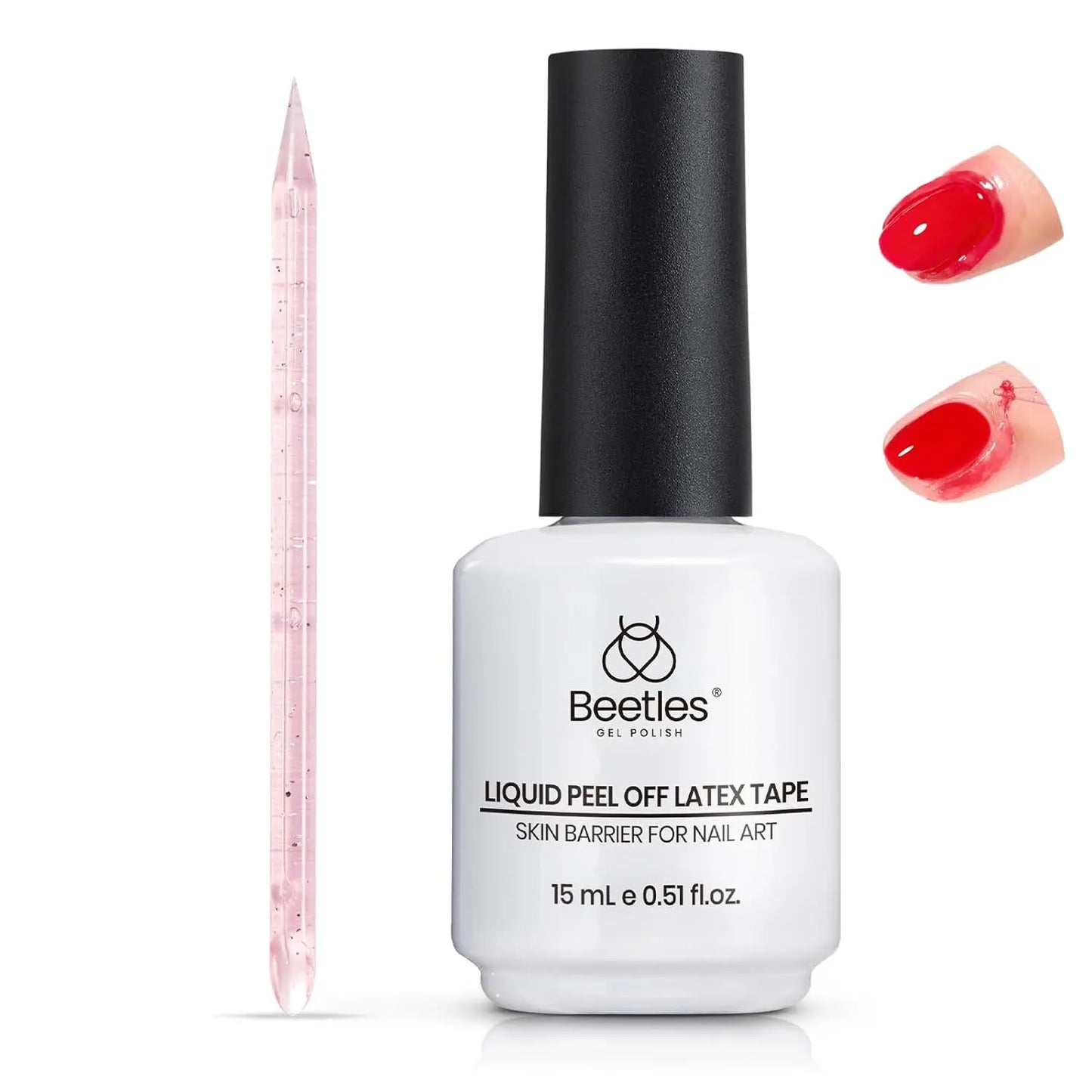 Beetles Liquid Latex for Nail- Peel off Nail Polish Cuticle Guard with Plastic Nail Care Stick Nails Design Air-Dry Liquid Latex Barrier for Protector Fingers
