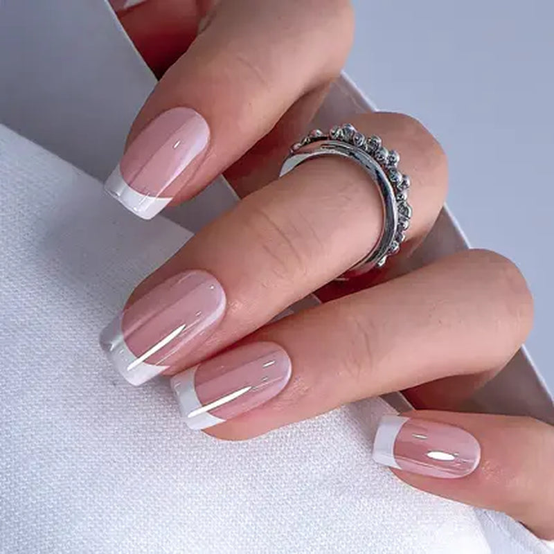 Milky White Press on Nails | Curvlife Nail | 30Pcs | Glossy Natural Finish | Easy Apply, Comfortable & Durable | Daily, Business & Elegant Nail Art | Summervibes