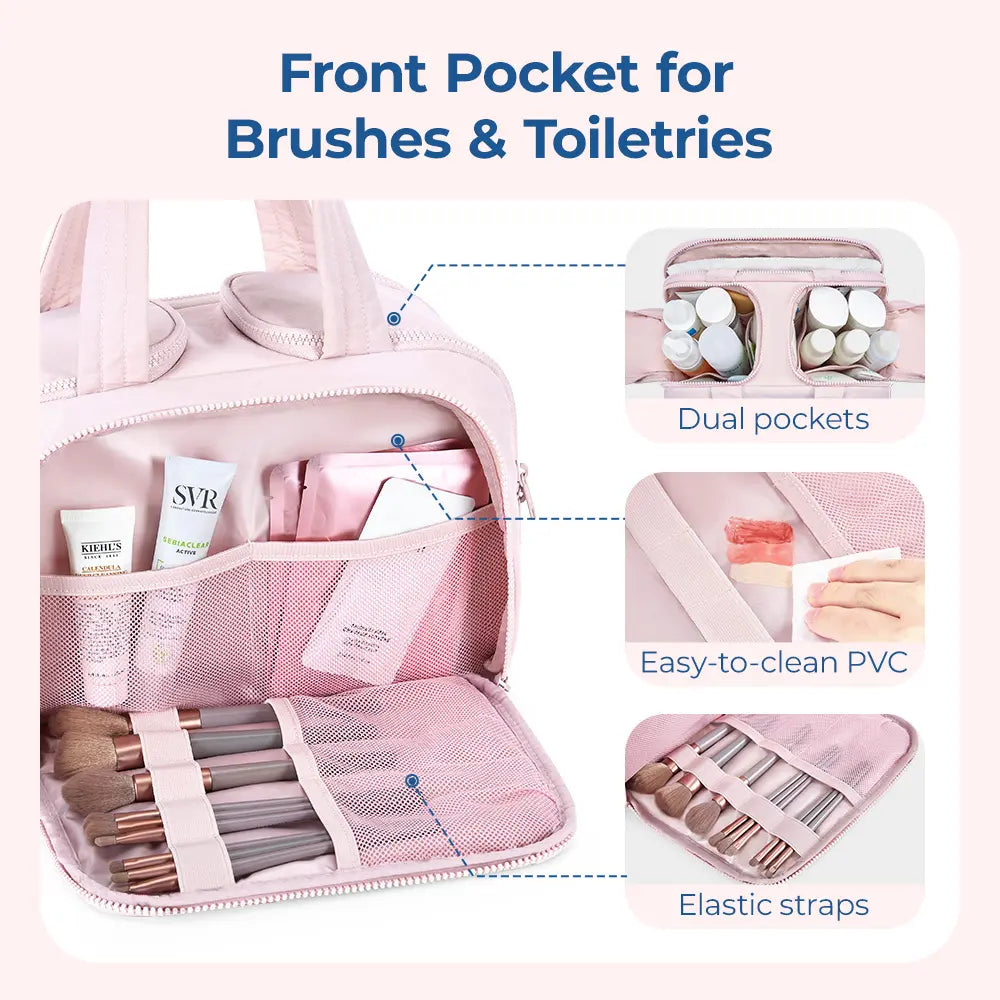 BAGSMART Crush 4-In-1 Puffy Multi-Functional Travel Toiletry Bag for Women Large Capacity Organizer with Handle for Accessories Essentials Toiletries Makeup Organizer Storage Bag Brush Pouch Travel Essentials Tiktokshopsummersale Tiktokshopbacktoschool