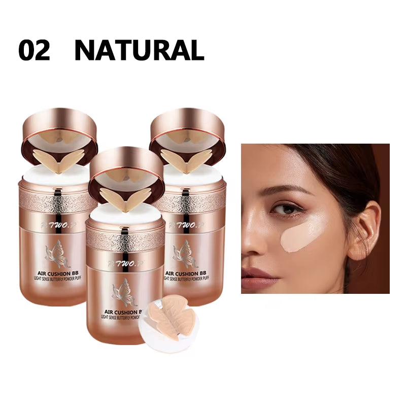 Air Cushion BB Cream Butterfly Powder Puff Moisturizing Foundation Concealer Whitening Oil-Control Waterproof Makeup Cosmetics