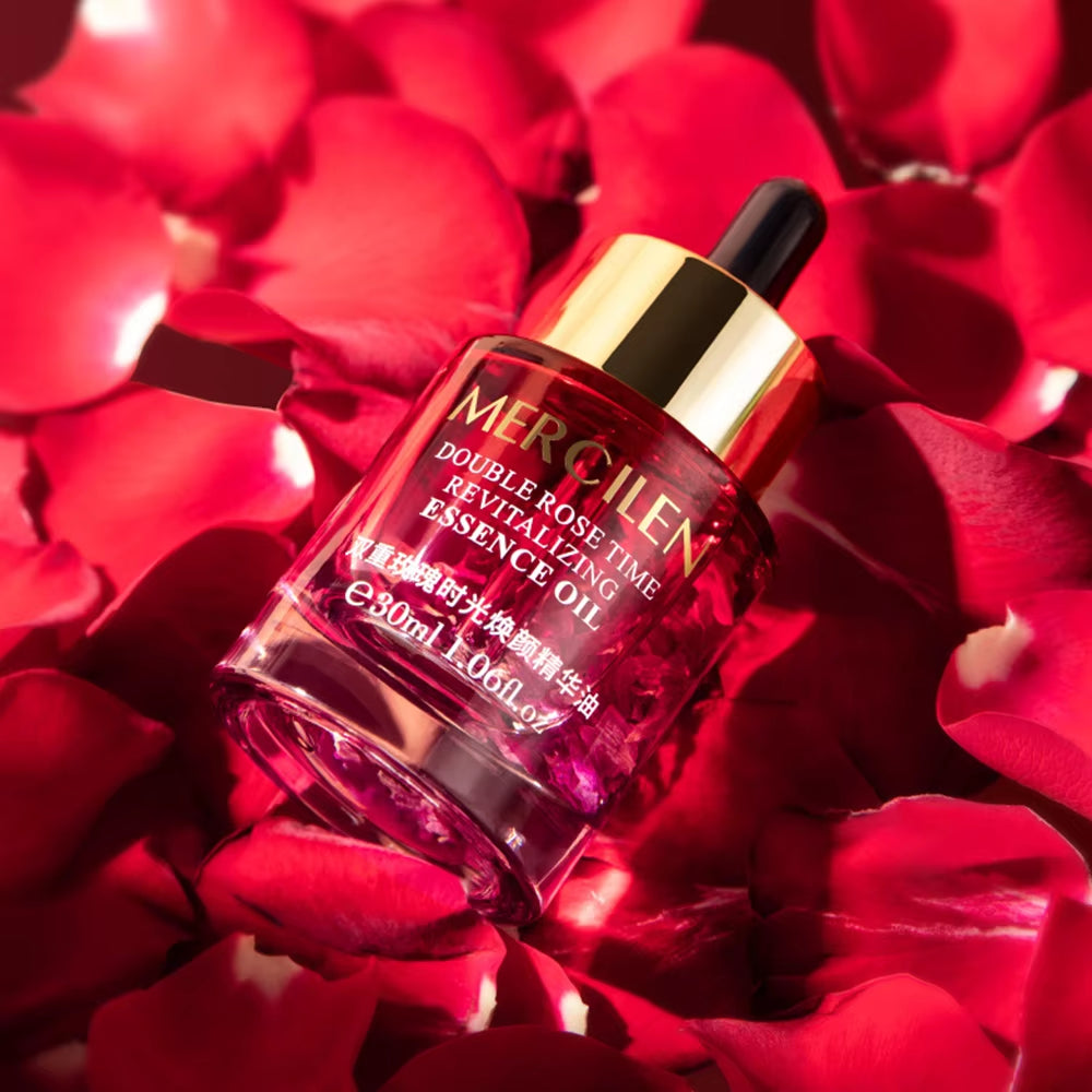 Double Rose Petal Radiance Essence Oil Facial Care Tightening Moisturizing Brightening Face Serum Korean Skin Care Products