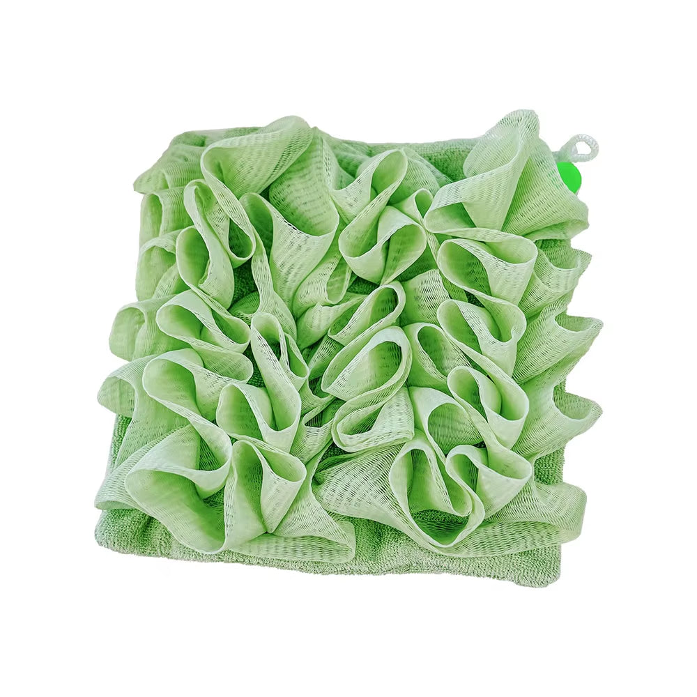 Soft Exfoliating 2-in-1 Bath Loofah with Drawstring Soap Closure - Reusable Mesh Shower Sponge for Enhanced Skin Care