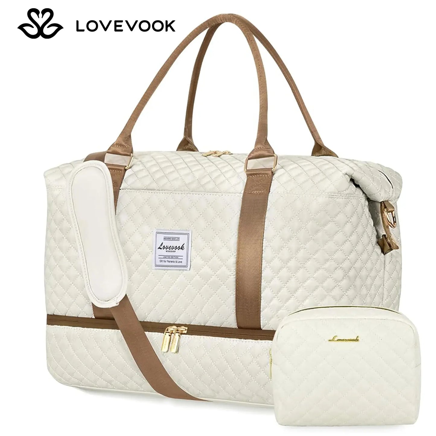 LOVEVOOK Weekender Bag Travel Duffel Bag with Shoe Compartment and Toiletry Bag for Women, Hospital Bag for Mom, Carry on Overnight Bag, Travel Essentials. Tiktokshopbacktoschool