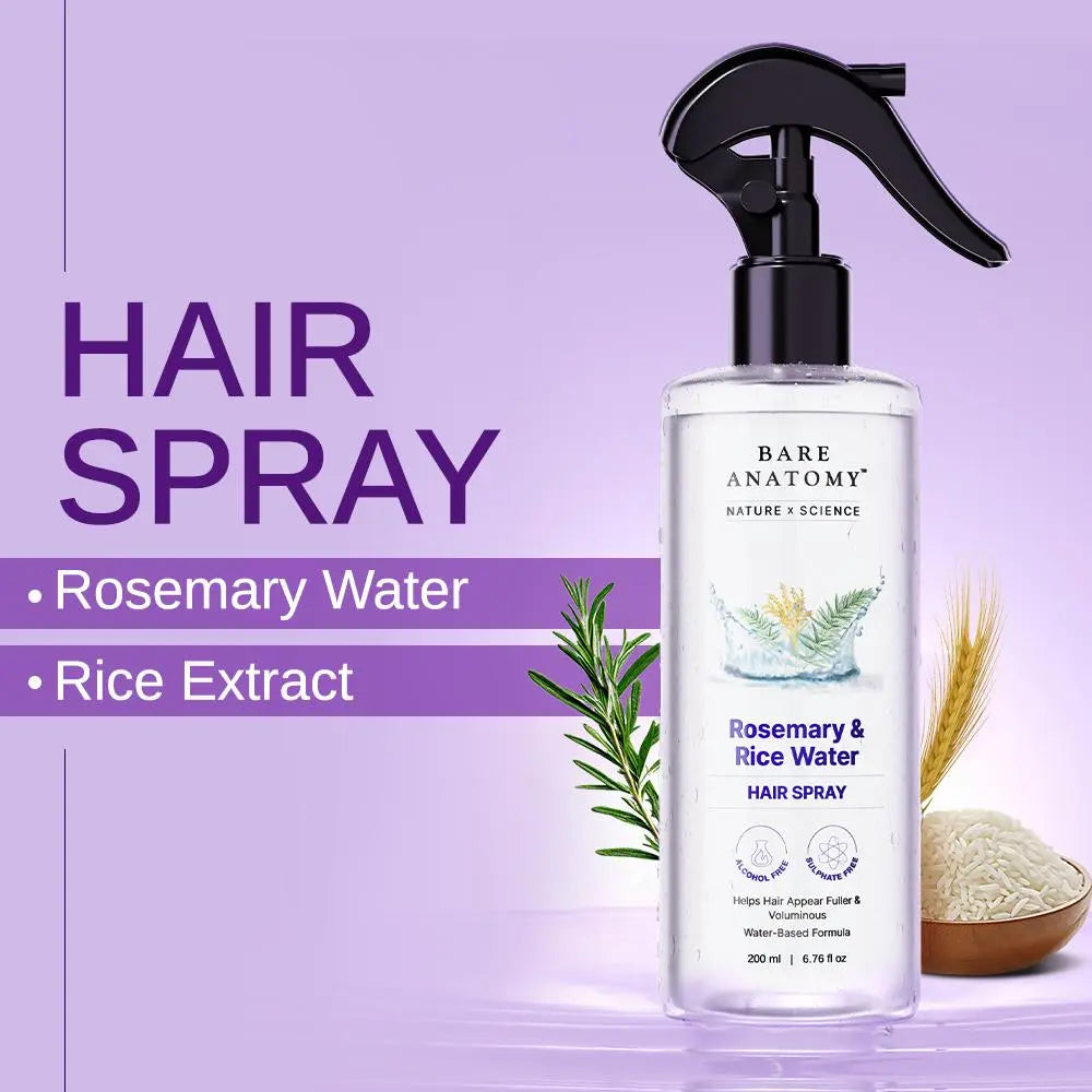 Rosemary & Rice Water Hair Spray- 200Ml Pack of 3 Natural Soft Hair Nourishing Hair