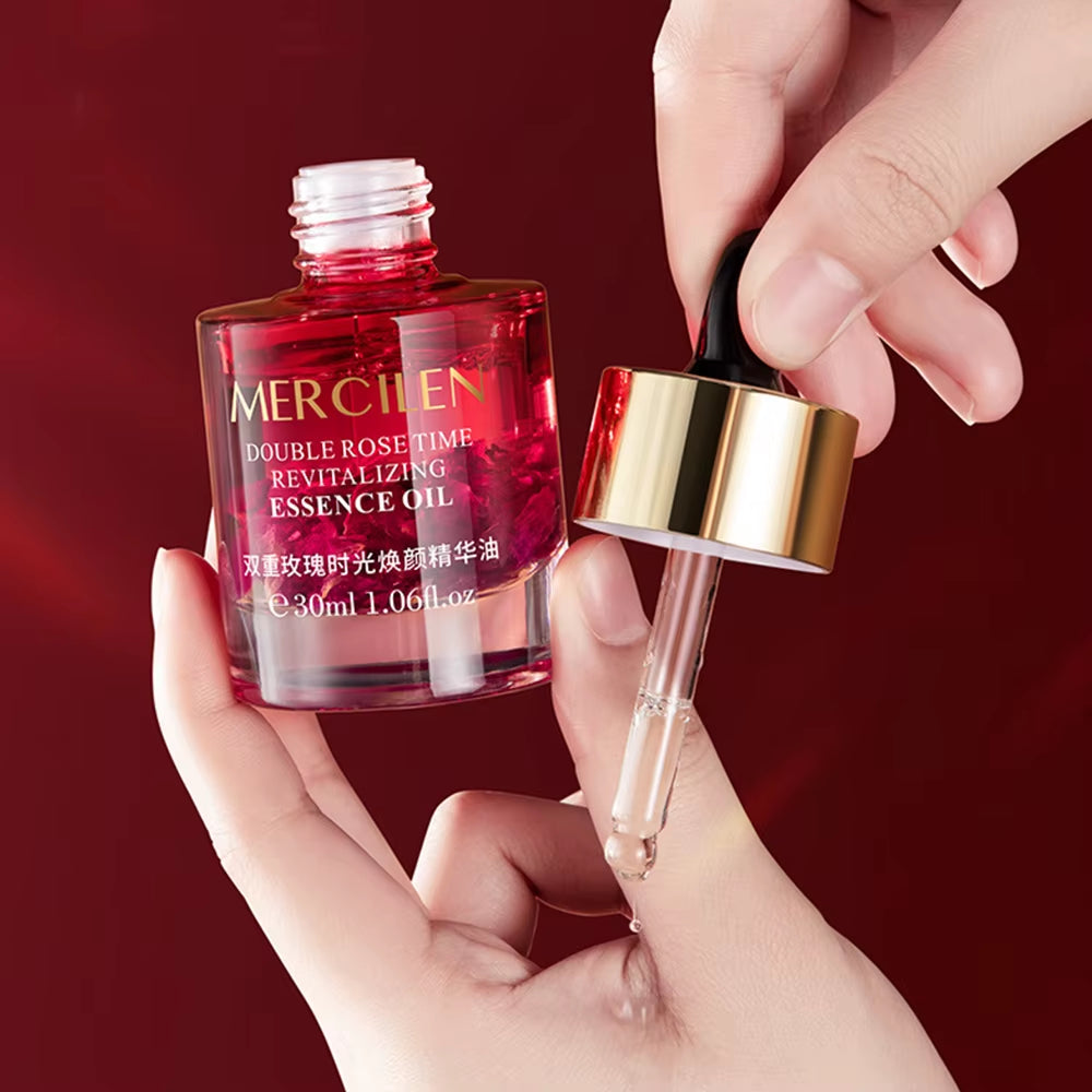 Double Rose Petal Radiance Essence Oil Facial Care Tightening Moisturizing Brightening Face Serum Korean Skin Care Products