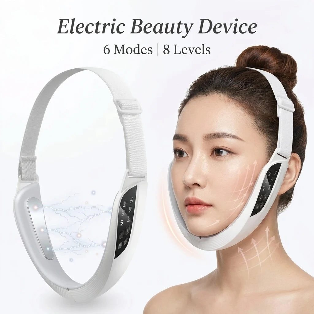 Electric V Face Lifting Beauty Device 6 Modes 8 Levels Facial Firming Massager Double Chin Removal Skin Care Tool