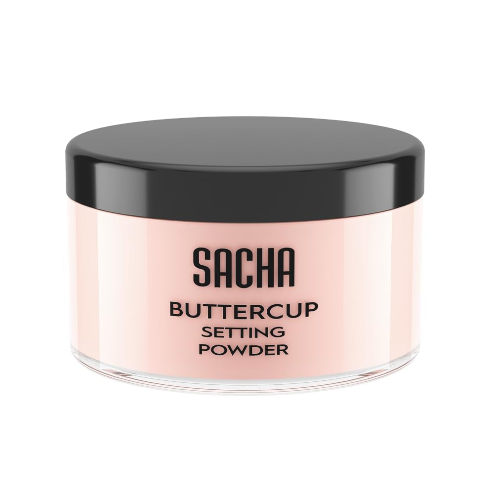 Sacha Buttercup Setting Powder for Medium to Deep Skin Tones – Translucent Loose Face Powder, Flashback-Resistant, Oil Control, Long-Wear Matte Finish (1.75 Oz)