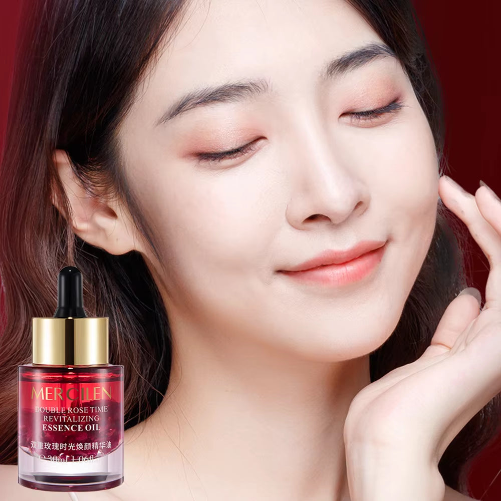 Double Rose Petal Radiance Essence Oil Facial Care Tightening Moisturizing Brightening Face Serum Korean Skin Care Products