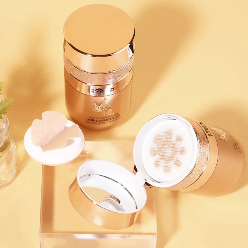 Air Cushion BB Cream Moisturizing Foundation Concealer Whitening Oil-Control Waterproof Butterfly Powder Puff Makeup Cosmetics
