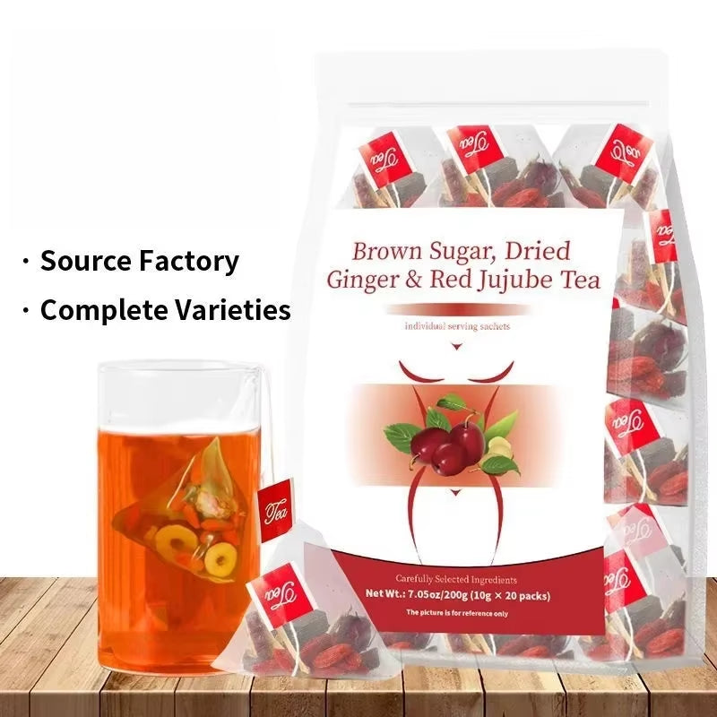 Natural Brown and Black Sugar Ginger Jujube Tea | Nourishing Blend for Menstrual Comfort | Caffeine-Free Herbal Tea for Women's Health