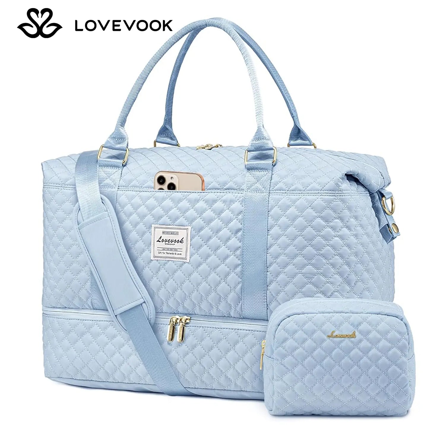 LOVEVOOK Weekender Bag Travel Duffel Bag with Shoe Compartment and Toiletry Bag for Women, Hospital Bag for Mom, Carry on Overnight Bag, Travel Essentials. Tiktokshopbacktoschool