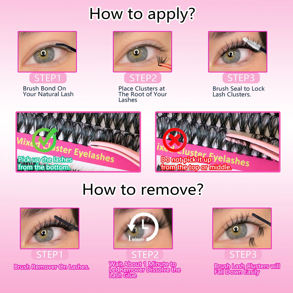 1920Pcs Mixed Styles Lash Clusters Kit (4 Boxes, 30D-60D, 10-18Mm Wispy), Portable Makeup Bag Kit with Lash Bond and Seal, Natural Studio Effect Individual Eyelashes Extensions