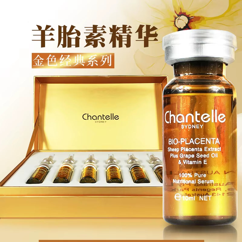 Australia Chantelle Gold Bioplacenta Serum 10ml - Pure Ovine Placenta with Grape Seed Extract for Age Spots, Pigmentation, Scars, and Enhanced Skin Radiance