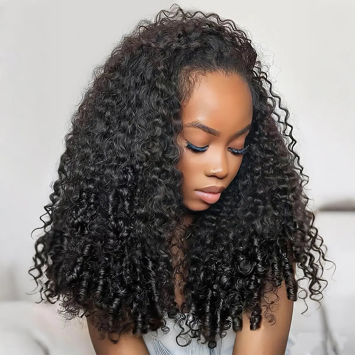 OQ HAIR Burmese Curly Crochet Hair Natural Black Machine Made Feather Crochet Human Hair Extension Miracle Knots Boho Braids #Sohochic #Tiktokshopbacktoschool #Dealsforyoudays